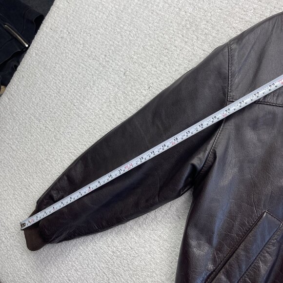 Emily Leather Military Flight Leather Bomber Jacket Men M Dark Brown Canada Made - Picture 8 of 12